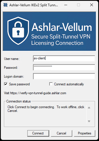 CMAK Connection Dialog
